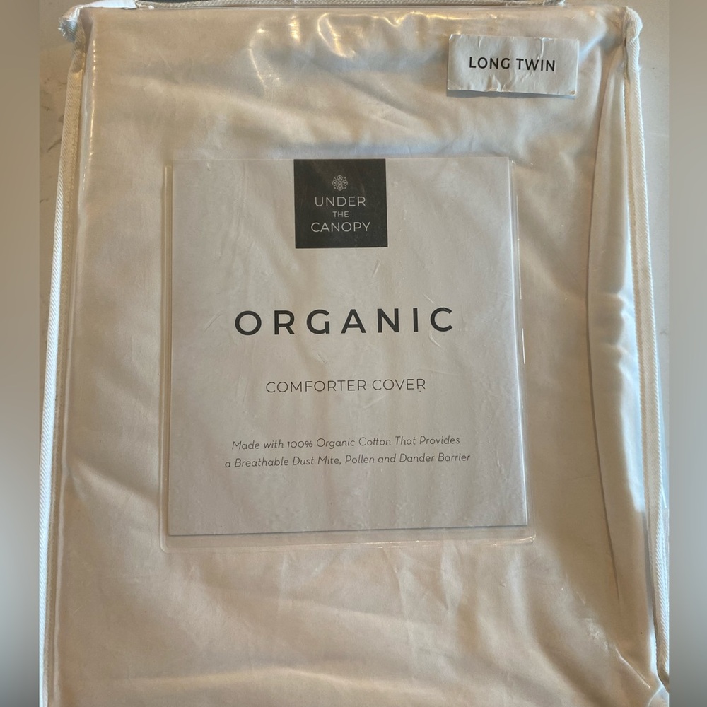 Under The Canopy Organic Comforter Cover - White Long Twin NIP